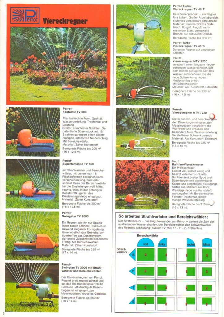 PERROT Gartenkatalog 1977 Die Viereckregner